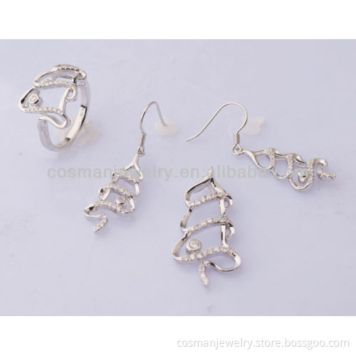 body fashion 925 silver cz stone necklace set